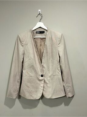 Zara Light Beige Single-Button Blazer US Size 6